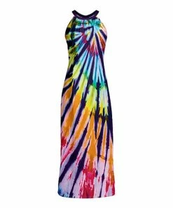 Lily | Purple Multicolor Tie-Dye Maxi Yoke Dress - Women & Plus