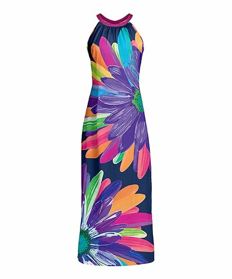 Lily | Purple & Pink Multicolor Daisies Maxi Yoke Dress - Women & Plus 1 Lily | Purple & Pink Multicolor Daisies Maxi Yoke Dress - Women & Plus
