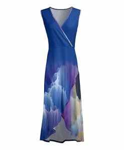 Lily | Blue & Purple Abstract Tulip-Hem Maxi Dress - Plus