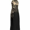 Lily | Black & Beige Floral Sleeveless High-Neck Maxi Dress - Women & Plus