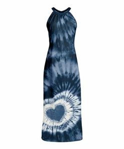 Lily | Navy & White Tie-Dye Heart Maxi Yoke Dress - Women & Plus