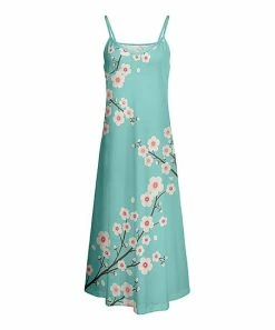 Lily | Aqua & Red Floral Branch V-Neck Cami-Strap Maxi Dress - Women & Plus