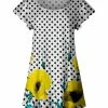 Lily | Black & Yellow Floral Polka Dot Flutter-Sleeve Tunic - Women