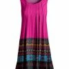 Lily | Pink & Turquoise Geometric Stripe Pleated Sleeveless Tunic - Women