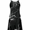 Lily | Black & White Lightning Thin-Strap Sleeveless Blouson Romper - Women