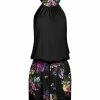 Lily | Black & Purple Floral Blouson Romper - Women