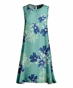 Lily | Turquoise & Blue Floral Sleeveless Shift Dress - Women