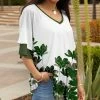 Lily | Green & White Floral Layered-Sleeve V-Neck Tunic - Women & Plus