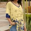Lily | Yellow & Blue Floral Branch Layered-Sleeve V-Neck Tunic - Women & Plus