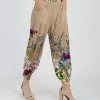 Lily | Beige & Purple Butterfly Garden Pocket Harem Pants - Women