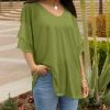 Lily | Olive V-Neck Ruffle-Sleeve Tunic - Women