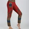 Lily | Red & Blue Paisley Border High-Waist Pocket Leggings - Plus