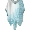 Lily | White & Turquoise Floral Tie-Hem Dolman Tunic - Women