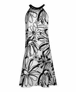 Lily | Black & White Floral Yoke Dress - Women & Plus