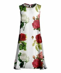 Lily | Red & Green Floral Shift Dress - Plus