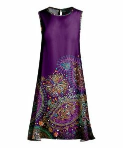 Lily | Purple & Orange Paisley Sleeveless Shift Dress - Women & Plus