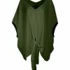 Lily | Green Solid Cape-Sleeve V-Neck Tunic - Women