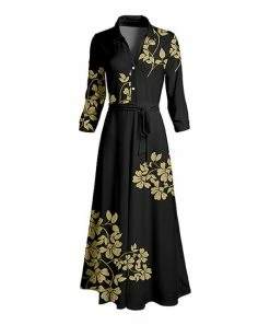 Lily | Black & Yellow Floral Tie-Waist Tie-Waist Maxi Shirt Dress - Women & Plus