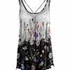 Lily | Black & Pink Floral Sleeveless Tunic - Plus