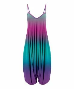 Lily | Turquoise & Pink Ombré Sleeveless Harem Jumpsuit - Women