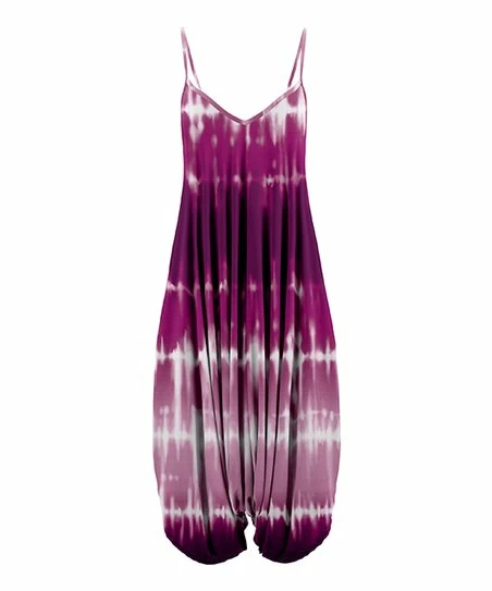 Lily | Pink & Mauve Tie-Dye Sleeveless Harem Jumpsuit - Women 1 Lily | Pink & Mauve Tie-Dye Sleeveless Harem Jumpsuit - Women