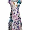 Lily | White & Purple Floral Cap-Sleeve A-Line Dress - Plus