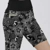 Lily | Black & White Floral Wide-Waist Pocket Bike Shorts - Women