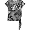 Lily | Gray & Black Tropical Side-Tie Crewneck Top - Plus