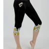 Lily | Black & White Floral Pocket Capri Leggings - Women