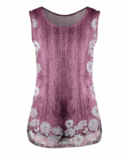 Lily | Pink & White Floral Curved-Hem Tank - Women 1 Lily | Pink & White Floral Curved-Hem Tank - Women