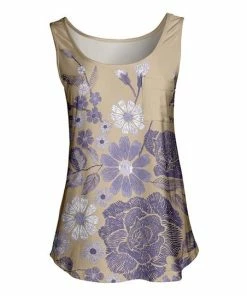 Lily | Beige & Lavender Floral Pocket Tank - Women