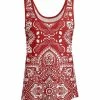 Lily | Red & White Arabesque Scoop Neck Tank - Plus