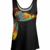 Lily | Black Multicolor Butterfly Scoop Neck Tank - Women