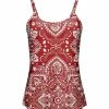 Lily | Red & White Damask Camisole - Women