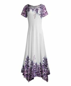 Lily | White & Purple Floral Handkerchief-Hem Maxi Dress - Women & Plus