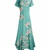 Lily | Turquoise & White Floral Handkerchief-Hem Maxi Dress - Women