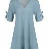 Lily | Light Blue Crisscross V-Neck Slit-Sleeve Tunic - Plus