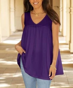 Lily | Purple Sleeveless Swing Tunic - Women & Plus