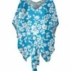 Lily | Turquoise & White Floral Tie-Hem Dolman Tunic - Women