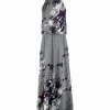 Lily | Gray & Purple Floral Sleeveless Blouson Maxi Dress - Women & Plus