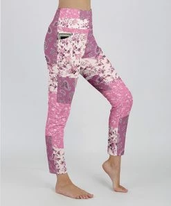 Lily | Rose & Mauve Paisley Patchwork High-Waist Pocket Leggings - Women