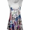 Lily | White & Blue Floral Butterfly Scoop Neck Sleeveless Tunic - Plus