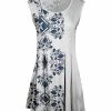 Lily | White & Navy Floral Scoop Neck Sleeveless Tunic - Plus