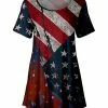 Lily | Red & Navy Stars & Stripes Scoop-Neck Short-Sleeve Tunic - Plus