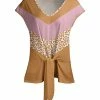 Lily | Beige & Pink Leopard V-Neck Cap-Sleeve Tie-Hem Top - Women