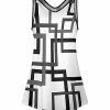 Lily | Black & White Squares V-Neck Sleeveless Tunic - Plus