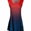 Lily | Red & Navy Ombré Scoop Neck Sleeveless Tunic - Women