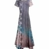 Lily | Lavender & Pink Floral Short-Sleeve Handkerchief Maxi Dress - Women & Plus