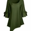 Lily | Green Three-Quarter Sleeve Triangle-Hem Tunic - Women & Plus