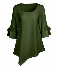 Lily | Green Three-Quarter Sleeve Triangle-Hem Tunic - Women & Plus
